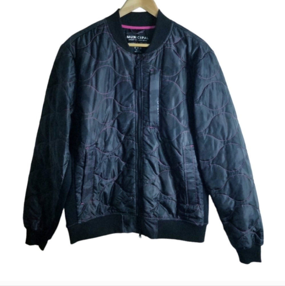 MUNICIPAL Patrol Bomber Jacket Camo Print Municipal Sport Utility Gear NEW NWOT